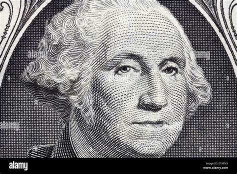 Macro Detail Of George Washingtons Face On The Us One Dollar Bill