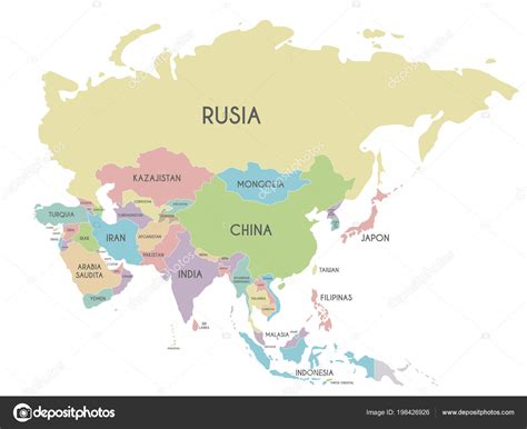 Political Asia Map Vector Illustration Isolated White Background