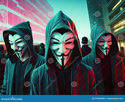 Anonymous Hacking Group, Unknown Men in Black Hoodie with Hoods and