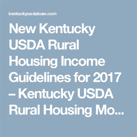 New Kentucky Usda Rural Housing Income Guidelines For 2017 Kentucky