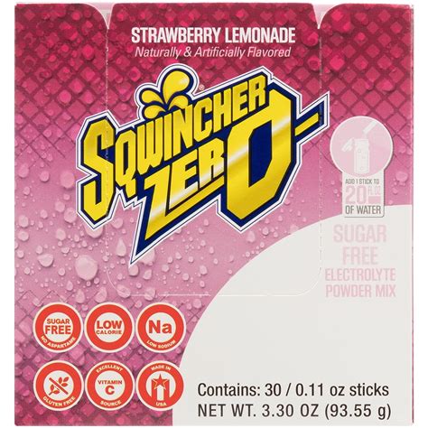 Sqwincher Zero Qwik Stik Strawberry Lemonade 011 Oz 30 Ct