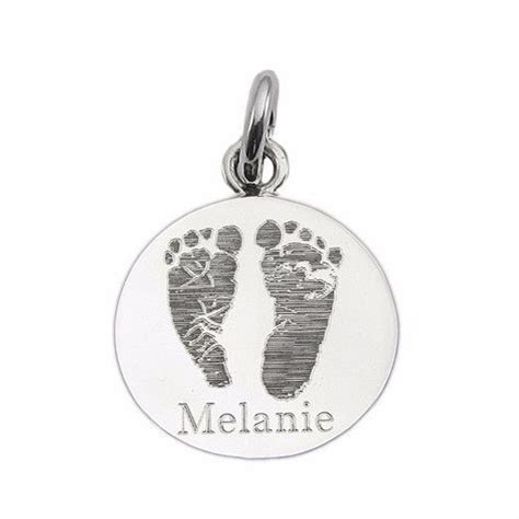 Custom Engraved Actual Handprints And Footprints Jewelry Large Round