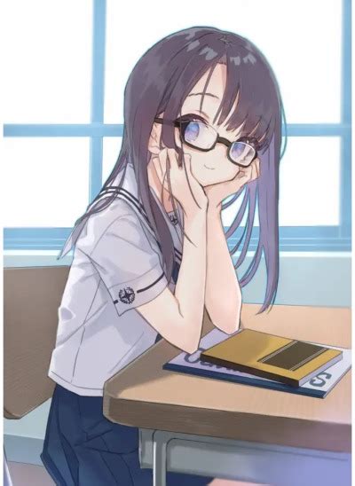 Schoolgirl With Glasses Resting Her Cheeks In The Tumbex