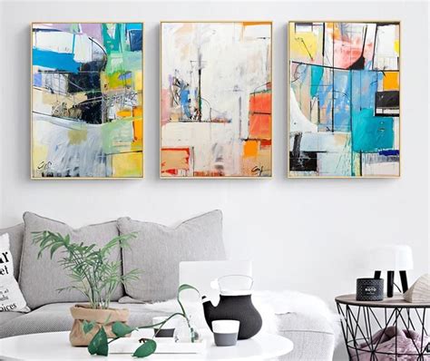 3 Piece Colorful Abstract Canvas Wall Art Multiple T Canvas Etsy