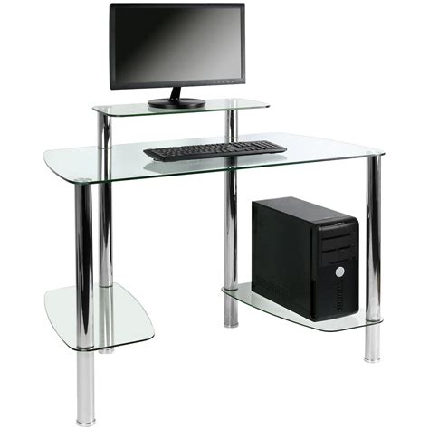 Hartleys Clear Glass Computerpc Desk Table Work Station Study Office