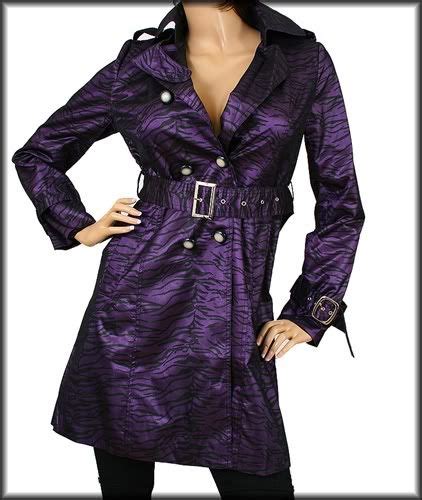 Nib Sexy Royal Purple Zebra Print Trench Coat Jacket Jr Ebay