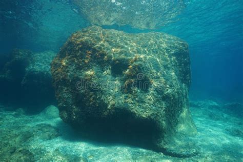 Rock Underwater Below Sea Surface Mediterranean Stock Photo Image Of