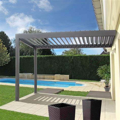 Les plus, facile à poser. Pergola murale aluminium gris anthracite 9 m² | Leroy Merlin