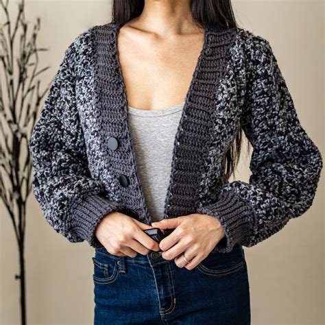 Crochet Balloon Sleeve Cardigan With Buttons Pdf Pattern In 2021