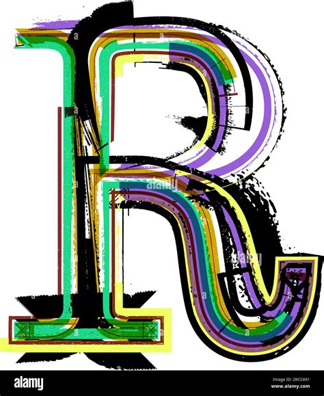 art sketched fonts, uppercase symbols, vector illustration letter R