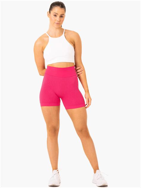 Honeycomb Scrunch Seamless Shorts Hot Pink Ryderwear