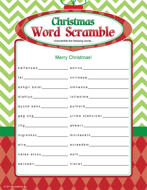 Christmas Word Scramble Christmas Games Printable Christmas Games