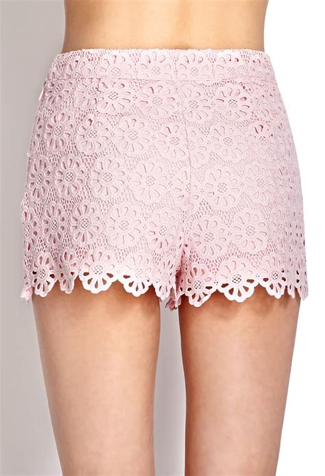 Forever Retro Daisy Crocheted Shorts In Pink Lyst