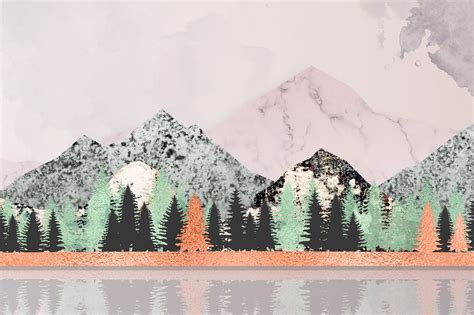 Nordic Mountains Prints Abstract Geometric Landscape With Etsy