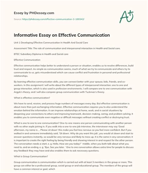 Informative Essay On Effective Communication
