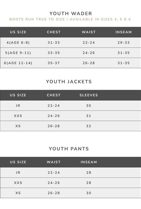 Youth Gear Size And Fit Guide Chêne Gear