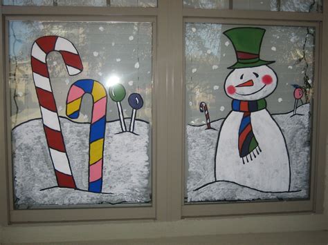 Snowman Window Painting Рождественские картины Рождественское