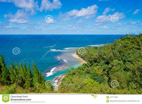 View Of The Famous Kee Beach In Kauai Hawaii Stock Photo Image Of