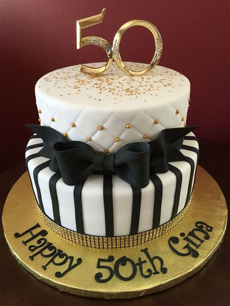 Black And Gold 50th Birthday Cake Elegant Birthday Cakes Birthday