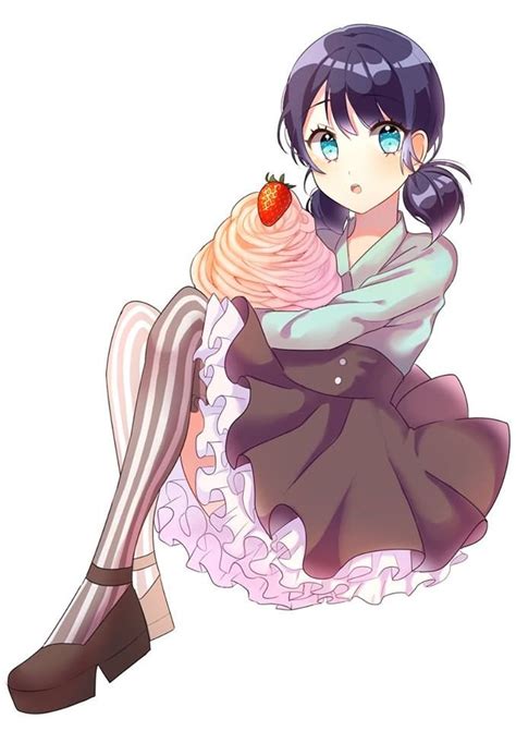 Marinette Holding A Giant Cupcake With A Strawberry On Top From