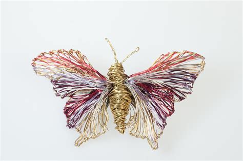 Art Butterfly Brooch Wire Butterfly Sculpture Jewelry Gold Etsy