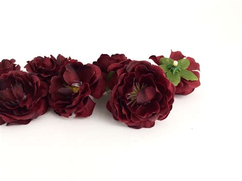 Maroon Artificial Flowers Burgundy Roses Small Flowers Faux Etsy