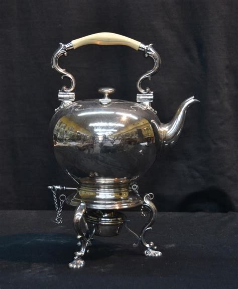 Antique Silver Plate Elkington Tray Sheffield Tea Pot Kettle With Bone