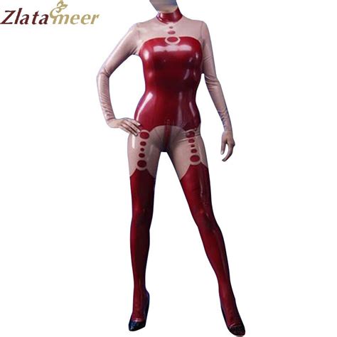 Latex Fetish Catsuit For Women Sexy Latex Costume With Back Zipper