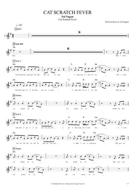 Cat Scratch Fever Tab By Ted Nugent Guitar Pro Full Score Mysongbook