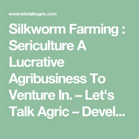Silkworm Farming Sericulture A Lucrative Agribusiness To Venture In
