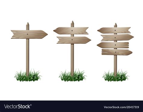 Set Of Wooden Signpost Royalty Free Vector Image