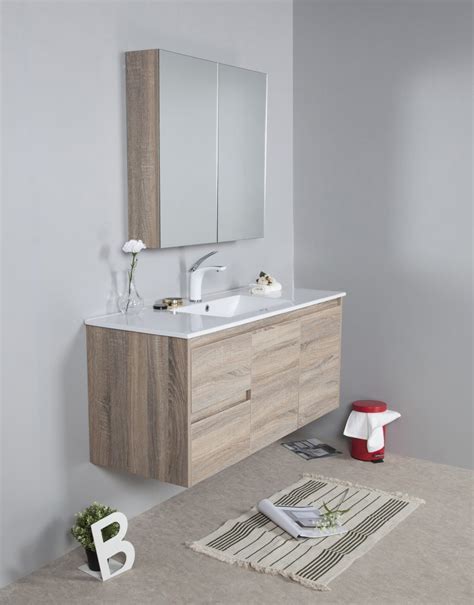 Bathroom furniture requires a lot of planning. 1200mm oak wall hung vanity Rio Bathroom Warehouse