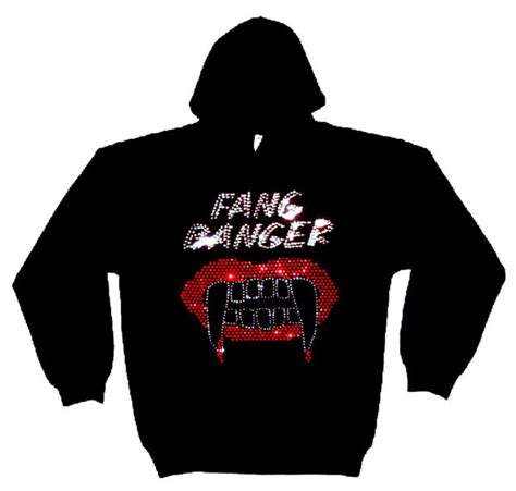 Fang Banger Vampire Gothic Rhinestud Hoody Hoodies Any Size Ebay