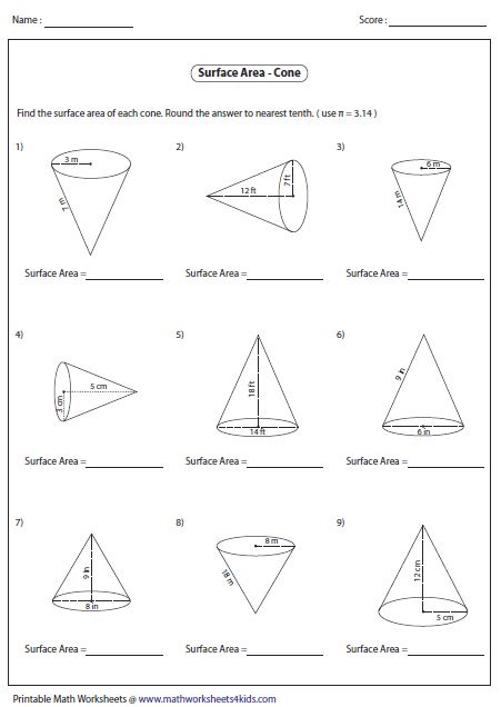 Surface Area And Volume Worksheet