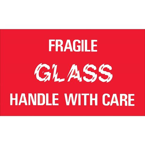 Fragile Glass Handle With Care Labels Stickers 3 X 5 Red White 500 Labels