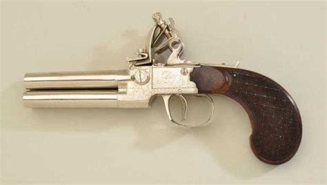 Antique Four Barrel Flintlock English Pistol 11mm Cal 4 Round