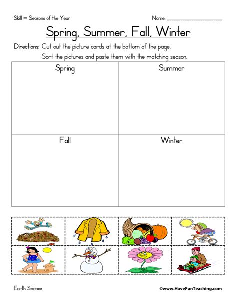 Seasons Of The Year For Kids Worksheets