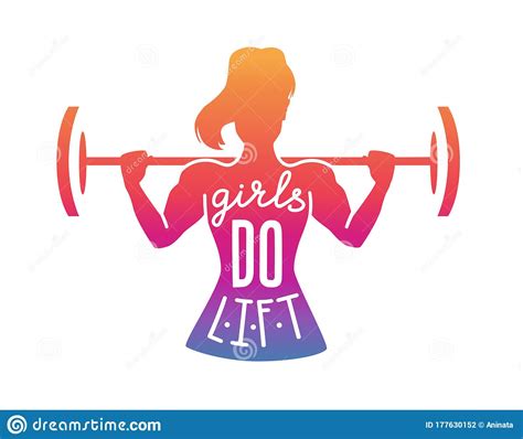 Girls Do Lift Vector Fitness Illustration With Lettering Female
