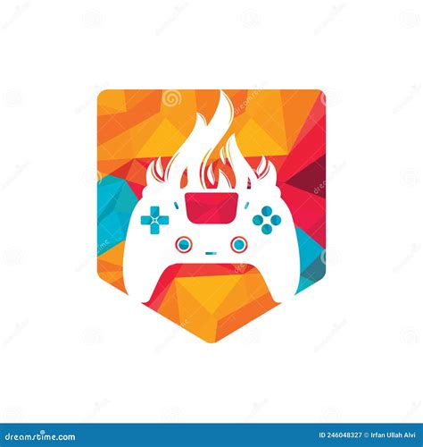 Furious Gamer Vector Logo Design Keypad Controller And Fire Flame
