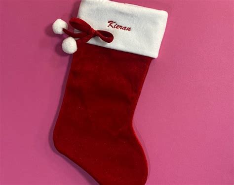 this luxurious plush 21 christmas stocking is a deep burgundy color with faux fox fur trim etsy