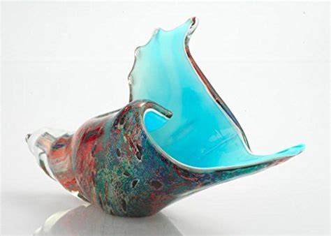 11 Hand Blown Glass Murano Art Style Seashell Conch Sculpture Ocean Multi Color Exquisite Glass
