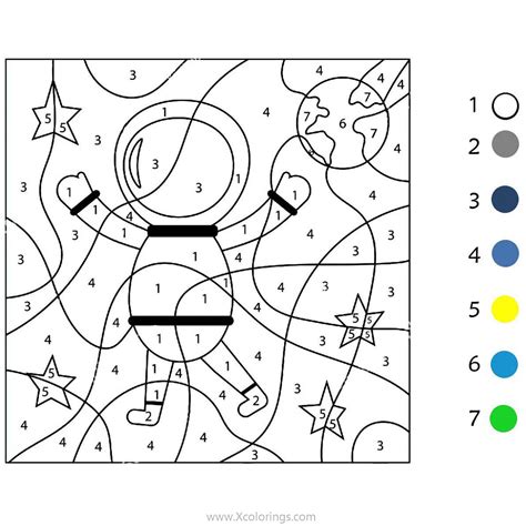 Space Color By Number Coloring Pages