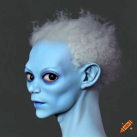 Portrait Of A Middle Aged Blue Skinned Humanoid Alien On Craiyon