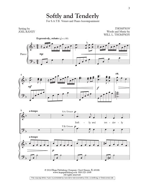 Softly And Tenderly Satb By Will L Thomp Jw Pepper Sheet Music