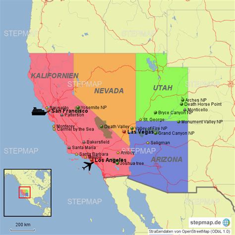 Stepmap Usa WestkÜste Landkarte Für Nordamerika