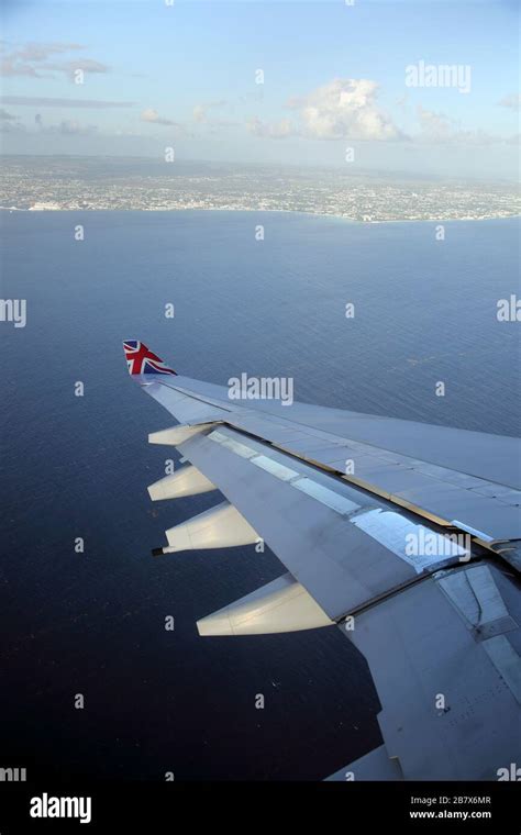 Boeing 747 400 744 In Flight View Of Barbados Through Aeroplane