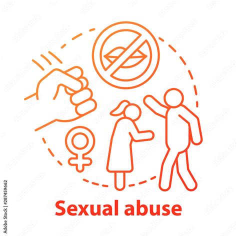 Vetor Do Stock Sexual Abuse Concept Icon Domestic Violence Harassment Against Women Idea Thin