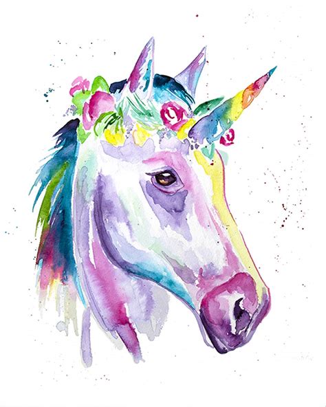 Colorful Watercolor Unicorn Unicorn Art Unicorn With