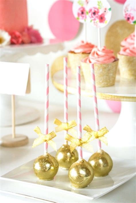 Sparkle Cake Pops From A Pink Gold Half Birthday Party Via Karas