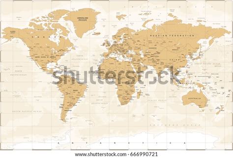 Vintage World Map Detailed Vector Illustration Stock Vector Royalty